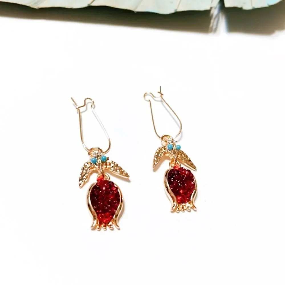 Pomegranate dangle earrings #55